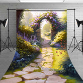 Aperturee - Aperturee Enchanted Garden Path Sweep Backdrop Floral Archway Spring Flowers Photography Background Wedding Party Decor