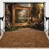 Aperturee - Aperturee Enchanted Garden with Ornate Gold Frame Combo Set Backdrop for Maternity and Fine Art Secret Garden Photo Shoots
