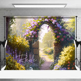 Aperturee - Aperturee Enchanted Spring Garden Arch Backdrop Blooming Floral Gate Path Romantic Wedding Bridal Shower Photography