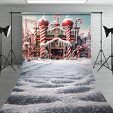 Aperturee - Aperturee Enchanting Candy Land Christmas Sweep Backdrop Festive Winter Wonderland Holiday Celebration Photo Decor