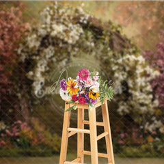 Aperturee - Aperturee Enchanting Floral Archway Photography Backdrop Pink and White Flowers Garden Theme for Spring Wedding
