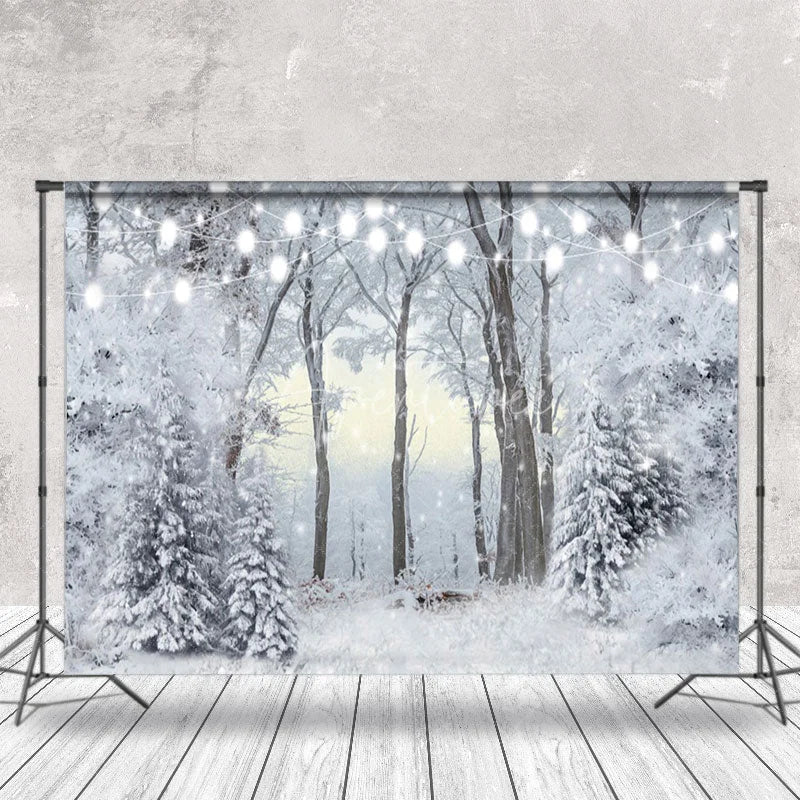 Aperturee - Aperturee Enchanting White Snowy Forest Light Winter Backdrop