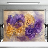 Aperturee - Aperturee Ethereal Purple Yellow Abstract Floral Photo Backdrop