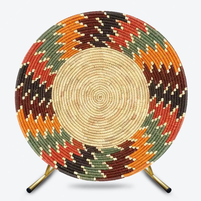 Aperturee - Aperturee Ethiopian Floral Round Backdrop Traditional African Pattern Circle Frame Unique Cultural Photo Booth for Holiday