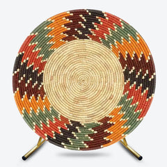 Aperturee - Aperturee Ethiopian Floral Round Backdrop Traditional African Pattern Circle Frame Unique Cultural Photo Booth for Holiday