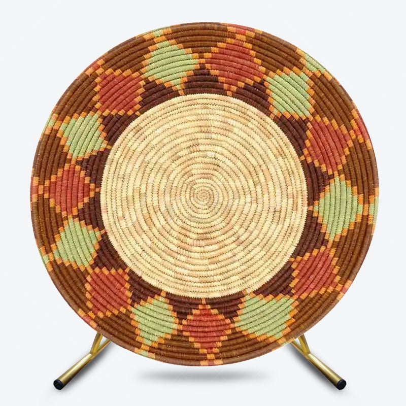 Aperturee - Aperturee Ethiopian Floral Round Backdrop Traditional African Pattern Circle Frame Unique Cultural Photo Booth for Holiday