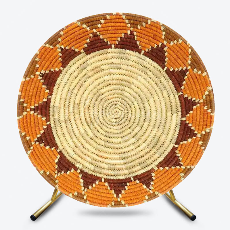 Aperturee - Aperturee Ethiopian Floral Round Backdrop Traditional African Pattern Circle Frame Unique Cultural Photo Booth for Holiday