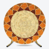 Aperturee - Aperturee Ethiopian Floral Round Backdrop Traditional African Pattern Circle Frame Unique Cultural Photo Booth for Holiday