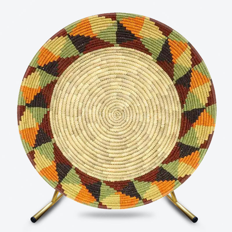 Aperturee - Aperturee Ethiopian Floral Round Backdrop Traditional African Pattern Circle Frame Unique Cultural Photo Booth for Holiday