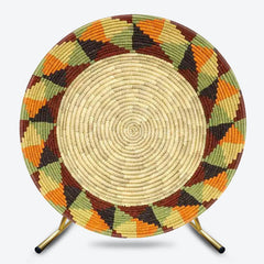 Aperturee - Aperturee Ethiopian Floral Round Backdrop Traditional African Pattern Circle Frame Unique Cultural Photo Booth for Holiday