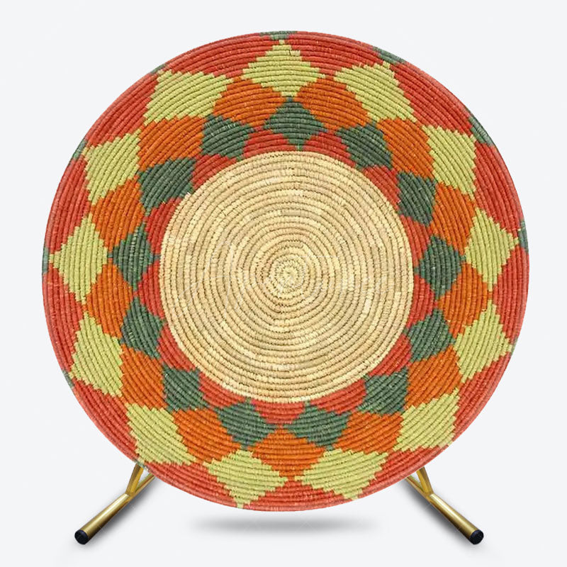 Aperturee - Aperturee Ethiopian Floral Round Backdrop Traditional African Pattern Circle Frame Unique Cultural Photo Booth for Holiday