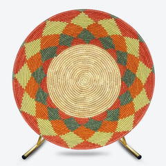 Aperturee - Aperturee Ethiopian Floral Round Backdrop Traditional African Pattern Circle Frame Unique Cultural Photo Booth for Holiday