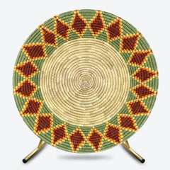 Aperturee - Aperturee Ethiopian Floral Round Backdrop Traditional African Pattern Circle Frame Unique Cultural Photo Booth for Holiday