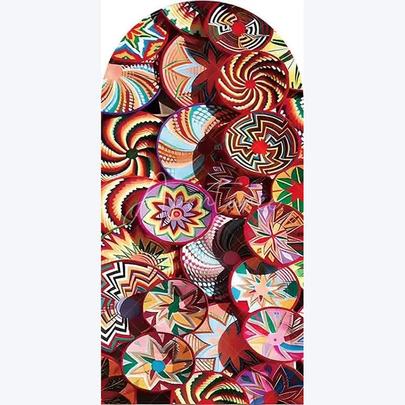 Aperturee - Aperturee Ethiopian Traditional Basket Arch Backdrop Cultural Pattern Festival Cover Unique African Photo Booth Decor