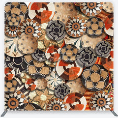Aperturee - Aperturee Ethnic Woven Basket Pattern Square Double-Sided Backdrop Tribal Geometric Design for Photo Studio