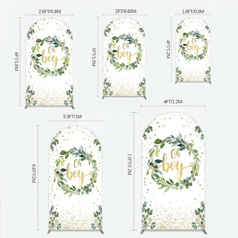 Aperturee - Aperturee Eucalyptus Wreath Oh Boy Arch Backdrop Greenery and Gold Glitter Baby Shower Decoration