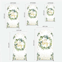 Aperturee - Aperturee Eucalyptus Wreath Oh Boy Arch Backdrop Greenery and Gold Glitter Baby Shower Decoration