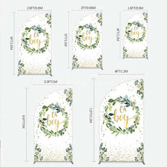 Aperturee - Aperturee Eucalyptus Wreath Oh Boy Half Moon Arch Backdrop Greenery and Gold Glitter Baby Shower Decoration