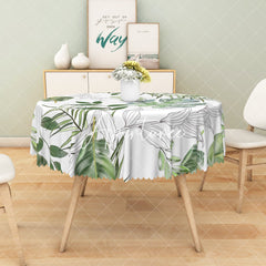 Aperturee - Aperturee Exotic Tropical Leaf Detail Rectangle Tablecloth