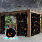 Aperturee - Aperturee Facial Pumpkin Waterproof Printed Outdoor Curtains