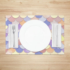 Aperturee - Aperturee Fairy Color Mermaid Scales Dining Set Of 4 Placemats