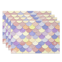 Aperturee - Aperturee Fairy Color Mermaid Scales Dining Set Of 4 Placemats