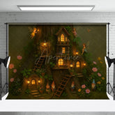 Aperturee - Aperturee Fairy Cottage Floral Sweet Nights Photo Backdrop