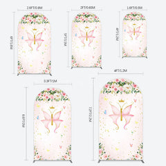 Aperturee - Aperturee Fairy Floral Pink Butterfly Birthday Arch Backdrop