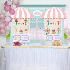 Aperturee - Aperturee Fairy Green Pink Dessert House Birthday Backdrop