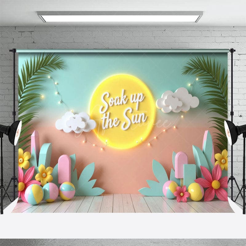 Aperturee - Aperturee Fairy Lights Soak Up The Sun Summer Photo Backdrop