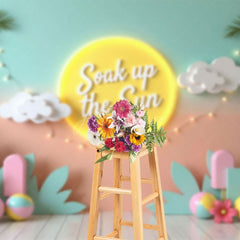 Aperturee - Aperturee Fairy Lights Soak Up The Sun Summer Photo Backdrop