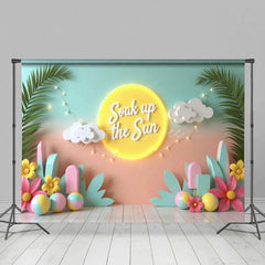 Aperturee - Aperturee Fairy Lights Soak Up The Sun Summer Photo Backdrop