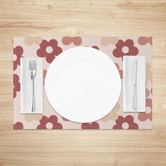 Aperturee - Aperturee Fairy Pink Daisy Floral Dining Set of 4 Placemats