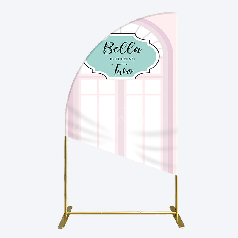 Aperturee - Aperturee Fairy Pink Window 2bd Birthday Party Half Moon Arch Backdrop