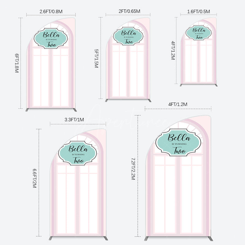 Aperturee - Aperturee Fairy Pink Window 2bd Birthday Party Half Moon Arch Backdrop