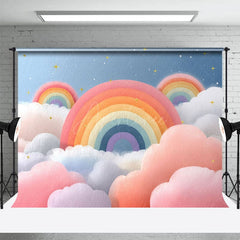 Aperturee - Aperturee Fairy Rainbow Clouds Starry Cake Smash Photo Backdrop