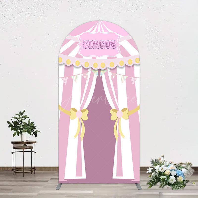 Aperturee - Aperturee Fairy Rhombus Stripe Circus Birthday Arch Backdrop