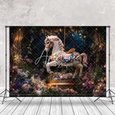 Aperturee - Aperturee Fairy Tale Carousel Floral Firefly Fine Art Backdrop