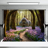 Aperturee - Aperturee Fairy Tale Floral Sea Forest Cabin Photo Backdrop