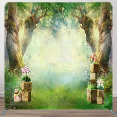 Aperturee - Aperturee Fairy Tale Forest Tree Birthday Pillow Case Backdrop