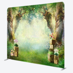 Aperturee - Aperturee Fairy Tale Forest Tree Birthday Pillow Case Backdrop