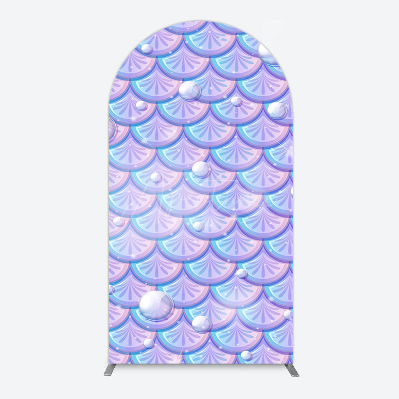 Aperturee - Aperturee Fairy Tale Mermaid Scale Pearl Birthday Arch Backdrop