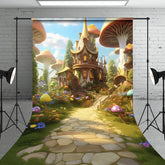 Aperturee - Aperturee Fairy Tale Mushroom Castle Path Cake Smash Backdrop