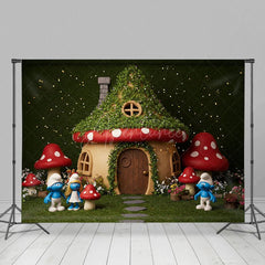 Aperturee - Aperturee Fairy Tale Mushroom World Cute Cake Smash Backdrop