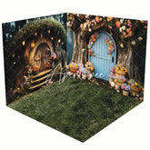 Aperturee - Aperturee Fairy Tale Night Forest Tree House Room Set Backdrop