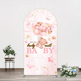 Aperturee - Aperturee Fairy Tale Pink Bearly Wait Baby Shower Arch Backdrop
