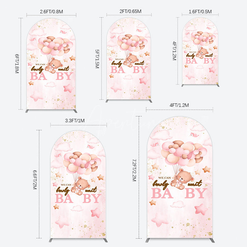 Aperturee - Aperturee Fairy Tale Pink Bearly Wait Baby Shower Arch Backdrop