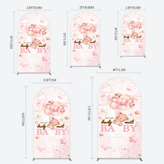 Aperturee - Aperturee Fairy Tale Pink Bearly Wait Baby Shower Arch Backdrop