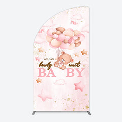 Aperturee - Aperturee Fairy Tale Pink Bearly Wait Baby Shower Half Moon Arch Backdrop