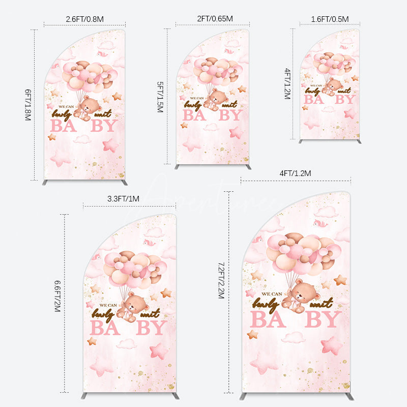 Aperturee - Aperturee Fairy Tale Pink Bearly Wait Baby Shower Half Moon Arch Backdrop